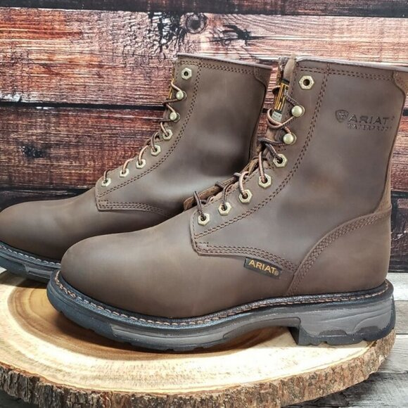 Ariat WorkHog 8 EE Waterproof Soft Toe Work Boots 10011939 $215 Brown Mens - Picture 3 of 13